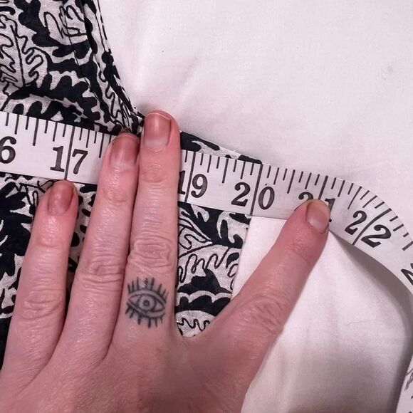 Maeve Anthropologie Tiered Maxi Dress s p Black White Floral abstract oversized - Picture 13 of 13